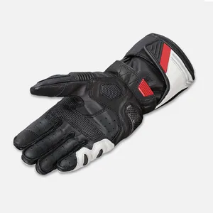 El mejor guante de cuero de cabra real con protector de carbono fresco y largo calentado para motocicletas - Product Image 1