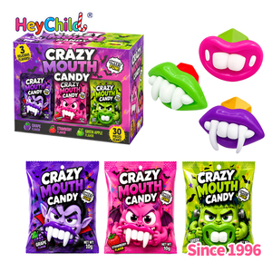 Dulces al por mayor con etiqueta privada personalizada, dulces de Halloween con forma de dientes de vampiro, <span class=keywords><strong>sabor</strong></span> a frutas mixtas, anillo de caramelo para llevar, para fiestas infantiles - Product Image 1