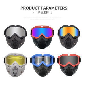 Masque facial pour moto avec verres gris anti-buée, anti-poussière, en polycarbonate, protection pour sports de plein air - Product Image 3