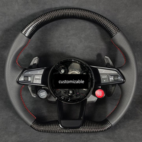 Volante in Fibra di Carbonio Forgiata Compatibile con Audi A3 A4 A5 A6 A7 A8 Q5 Q7 R8, Stile R8 con 4 Pulsanti, Avvio con Un Solo Tasto, Modalità di Guida, Retrofit