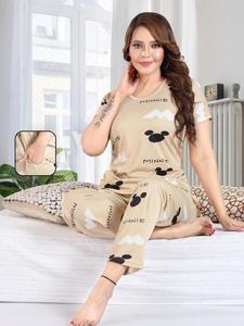 Colección de Pijamas para Mujer, Lycra con Estampado Digital, Conjunto de Ropa de Dormir de Primera Calidad, Cómodo Conjunto de Pijama para Mujer para el Hogar - Product Image 3