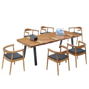 스튜디오 북유럽 스타일 <span class=keywords><strong>4</strong></span> 인 단단한 나무 사무실 책상 및 의자 조합 홈 미니멀리스트 작업대 - Product Image 2