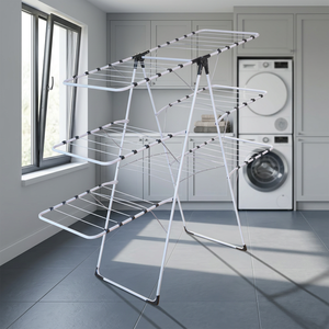 Séchoir à linge pliable Massima Triplex, design moderne et luxueux, en fer, à trois niveaux, hauteur réglable, séchage efficace - Product Image 2