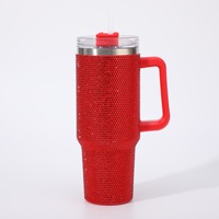 Gobelet isotherme décoré de strass de 40 oz, tasse à poignée ergonomique, idéal pour les cadeaux de vacances et un usage quotidien haut de gamme