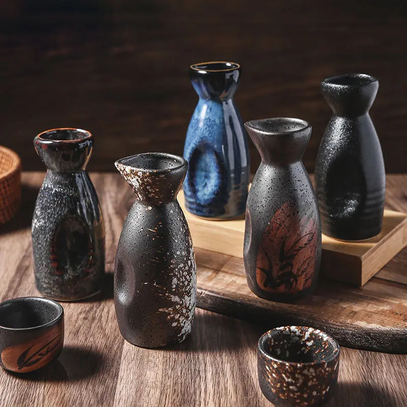 ชุดขวดเซรามิกสำหรับใส่แก้วอุปกรณ์สำหรับดื่มในบาร์แบบหม้อทำจากหินญี่ปุ่น