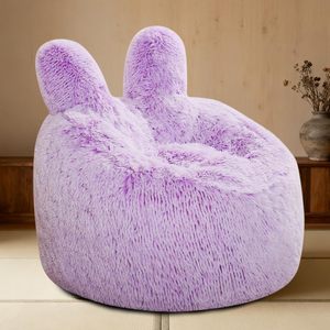 Sillón Puff de Piel Sintética Rosa con Orejas de Conejo, Sofá Infantil, Asiento Suave para Dormitorio, Rincón de Lectura, Muebles Infantiles - Product Image 2