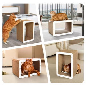 Rascador Modular 3D para Gatos con Pegatinas Blancas y Almohadilla de Cartón Corrugado Conectable DIY para Descanso de Gatos - Product Image 2