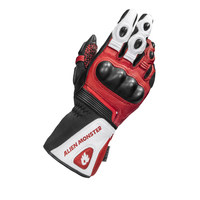 Gants de moto en cuir à doigts entiers, tactiles, avec protection rigide des articulations