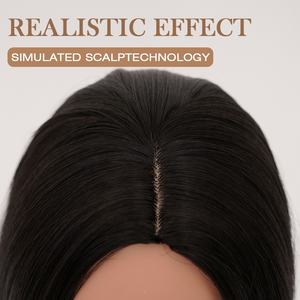 Elegante <span class=keywords><strong>Parrucca</strong></span> <span class=keywords><strong>Corta</strong></span> Marrone Scuro con Frontale in Pizzo Regolabile Senza Colla per Copertura Realistica di Perdita di Capelli e Capelli Grigi - Product Image 6