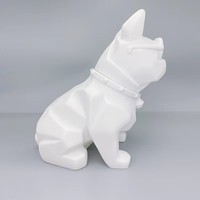 Vente en gros de tirelires en résine de bouledogue français blanc de 28 cm, artisanat pour enfants, peinture fluide DIY, décorations pour la maison