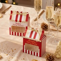 DAMAI Lot de 6 boîtes cadeaux de Noël à rayures rouges et blanches avec fenêtre, boîte à bonbons de Noël, boîte cadeau pour chocolats et pain d'épices