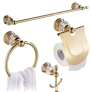 Portaspazzolino in cristallo intarsiato oro portaspazzolino da bagno in acciaio inossidabile portaspazzolino doppio a parete - Product Image 4