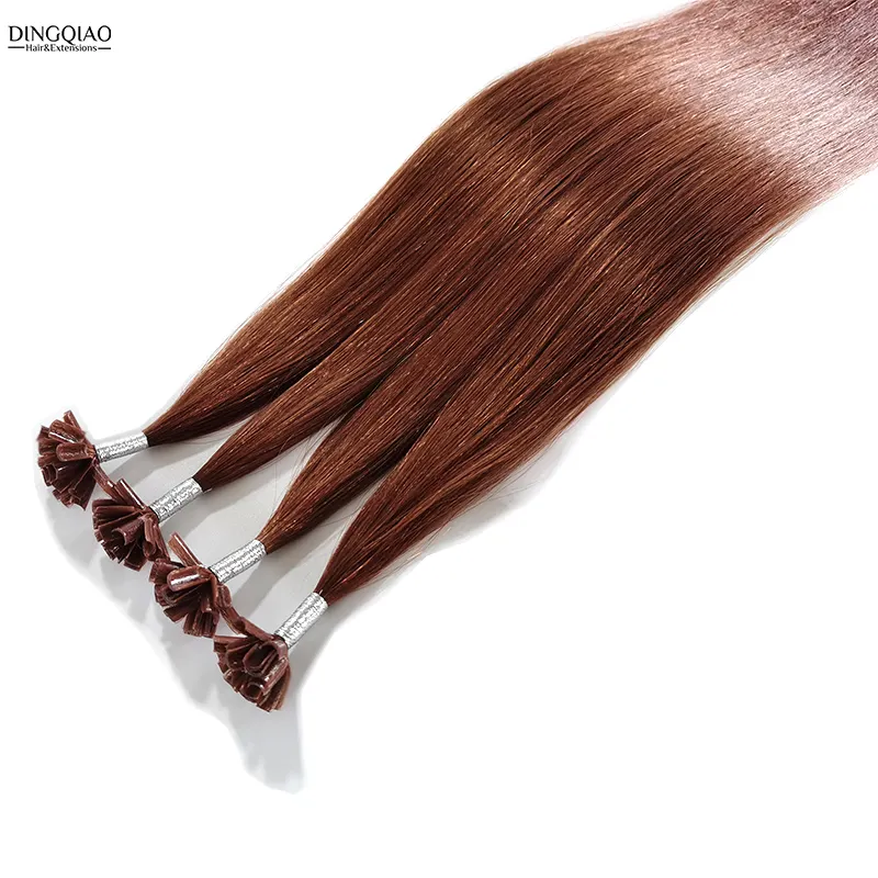 DINGQIAO Hot Selling U-Tip Hair Extensions 14"-24" 99J Red Brown Raw Indian Natural 100% Human Remy Hair Extensions