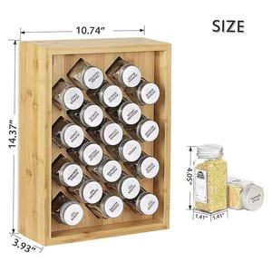Organisateur de rangement pour épices en bois pour comptoir de cuisine, ensemble de bocaux en verre avec couvercles métalliques hermétiques, multi-niveaux, taille L - Product Image 4
