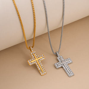 Myneck autunno caldo oro placcato 18K collana croce in acciaio inossidabile senza appannamento Blokecore <span class=keywords><strong>roma</strong></span> accessori moda christiani regalo - Product Image 2