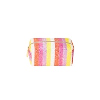 Pochette de maquillage miniature personnalisée en cuir PU néon, paillettes irisées, brillant à lèvres