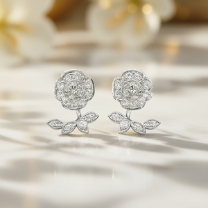 Boucles d'oreilles en or blanc avec diamants ronds taille brillant, couleur D, certifiées GIA, bijoux romantiques pour femmes, pour mariage - Product Image 2