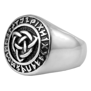 Yunnique – bague celtique en acier inoxydable pour hommes, design de nœud irlandais, forme de fleur, bijoux cadeaux - Product Image 5