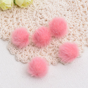Colgante de pompón de visón sintético, pendientes de cuentas redondas de 15mm, accesorio para collar, joyería hecha a mano para mujer, decoración de moda - Product Image 3