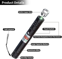 Pointeur laser vert rouge haute puissance rechargeable par USB Télécommande Laser de pêche avec longueur d'onde de 532 nm