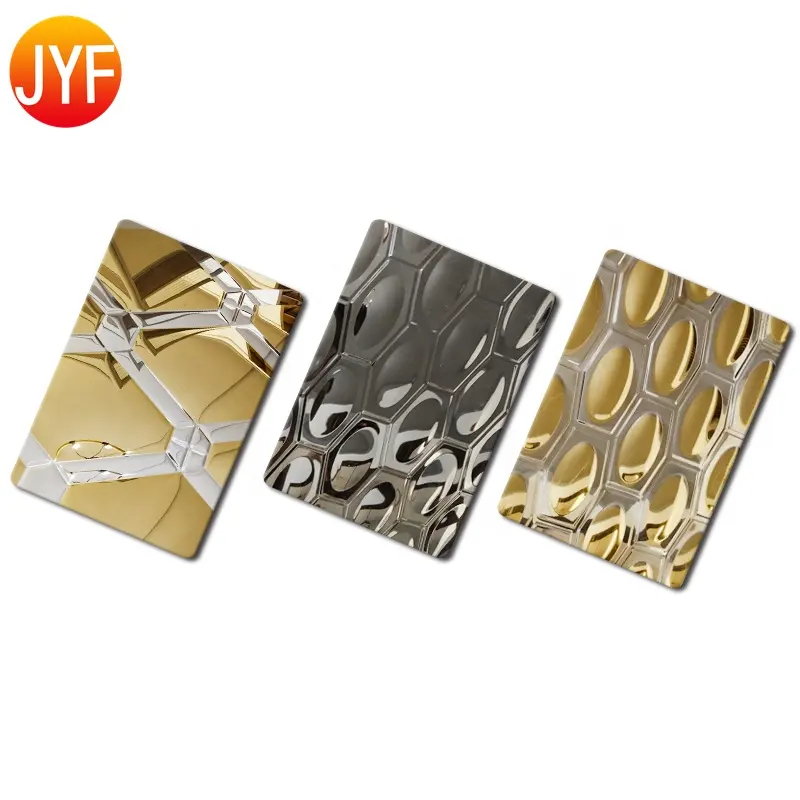 ZZ2311 201 304 316 Gold Stamped Stainless Steel 3d Wall Panel Design Hammered Pattern Stainless Steel Sheet