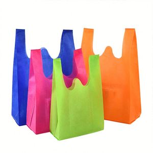 Promocional al por mayor Compras Tote Chaleco <span class=keywords><strong>Camiseta</strong></span> Colgable Azul Pp Bolsa no tejida Precio barato Bolsa no tejida - Product Image 3