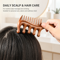Peigne de massage du cuir chevelu en bois double face en bois de rose, bois de santal doré et corne de rhinocéros, pour soins capillaires, vente en gros, fournisseur OEM ODM, usine