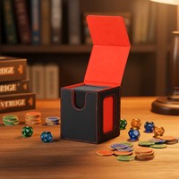 Boîte de rangement pour cartes TCG en cuir PU avec fermeture magnétique et 2 séparateurs, capacité de 100 cartes à double protège-coque pour le rangement et la présentation de cartes MTG