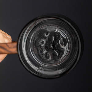 Tasse à thé en verre borosilicate de haute qualité avec poignée en bois, transparente, gris fumé, pour usage domestique - Product Image 3
