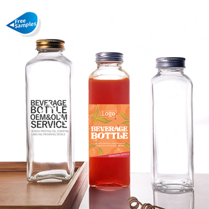 8oz 12oz 16oz 250ml 350ml 500ml rõ ràng Pháp Nước giải khát vuông chai thủy tinh Báo Chí lạnh chai nước ép trái cây với nắp vặn kín - Product Image 1