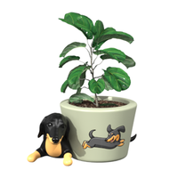 Pot de fleurs en céramique en forme de chien teckel mignon de dessin animé pour plantes succulentes et jardinage, taille et logo personnalisables, porcelaine faite à la main, décoration d'intérieur