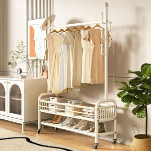 Porte-vêtements double couche multifonctionnel <span class=keywords><strong>pas</strong></span> <span class=keywords><strong>cher</strong></span>, design multifonction, support métallique sur pied - Product Image 5