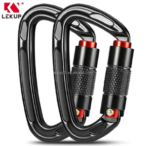 Mosqueton d'escalade en aluminium UIAA 7075 à verrouillage par torsion, 3,93 pouces, 25KN, en forme de D, avec verrouillage automatique, pour l'alpinisme - Product Image 1