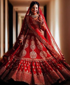 2019 robe de mariée royale et belle indienne/pakistanaise Lehenga Choli avec un travail de broderie lourd - Product Image 3