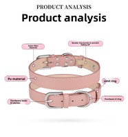 Collar de Perro de Cuero PU Rosa Suave, Collar Ajustable para Perros y Gatos Pequeños, Medianos y Grandes, Cómodo con Hebilla de Metal