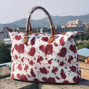 Bolso de mano de retales de leopardo y cuadros de búhos, gran capacidad, lona, Weekender, <span class=keywords><strong>bolsa</strong></span> de viaje con cremallera Cheetah, venta al por mayor - Product Image 5