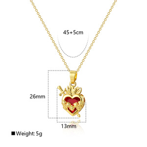 2025 New European and American Personalized Cold Wind <strong>Red</strong> Crown Love Pendant Copper <strong>Necklace</strong> - Product Image 5