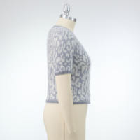 Damen 100% Kaschmir (12GG) Atmungsaktiver Stehkragen Langarm Klassischer Cropped Luxus Strick-Cardigan