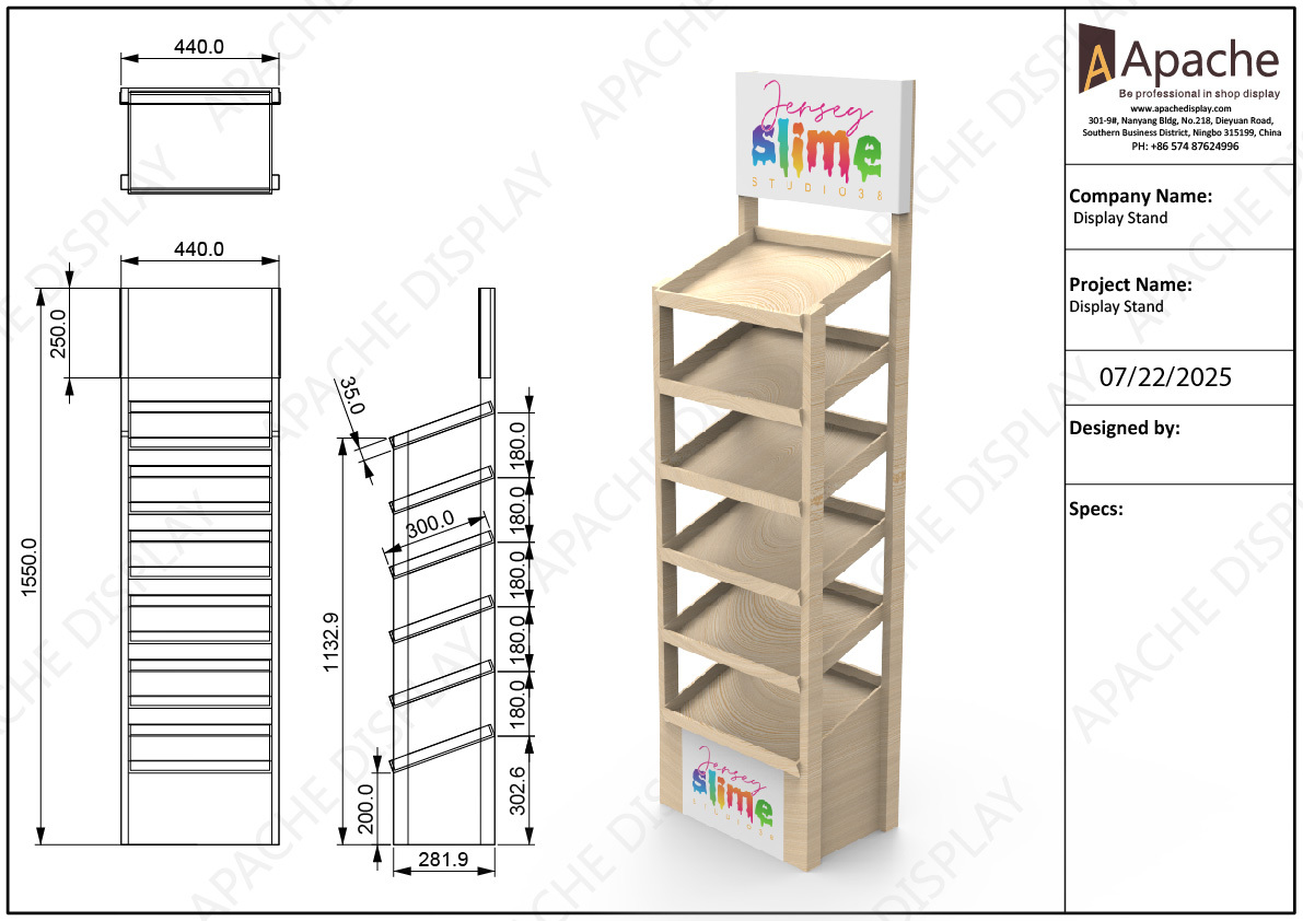 Custom Wooden Slime Display Stand 6- Tier Organizer for Toy Stores & Retail Shops — view 2