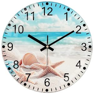 Relojes <span class=keywords><strong>de</strong></span> Pared <span class=keywords><strong>de</strong></span> Cuarzo <span class=keywords><strong>de</strong></span> Vidrio Templado Grueso, Sin Tictac, Diseño Único <span class=keywords><strong>de</strong></span> Playa, Números Grandes, Minimalistas, para Dormitorio, Sala <span class=keywords><strong>de</strong></span> Estar, Oficina, con Certificación CE - Product Image 1
