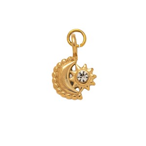 Nouveau Collier Pendentif Vintage Soleil et Lune en Acier Inoxydable 2026, Chaîne Ouverte DIY, Breloques Plaqué Or 18K par Placage Sous Vide - Product Image 5