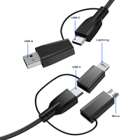 5A 100W Câble USB de données de charge rapide multifonctionnel 6 en 1 à courant élevé pour Iphoine Android