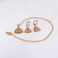 Parure de bijoux de mariage et de fiançailles en zircon blanc de haute qualité et pierre œil-de-tigre rouge, plaquée or, collier et boucles d'oreilles pour fêtes