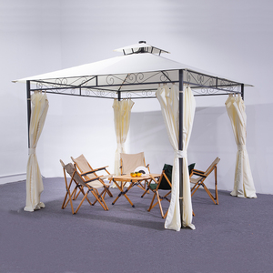 <span class=keywords><strong>Gazebo</strong></span> de Jardín con Estructura de Acero Impermeable para Exteriores MIA, Dos Techos de Hierro, <span class=keywords><strong>3x3</strong></span>, con Mosquitera y Cortina Resistente al Viento - Product Image 2