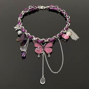 Butterfly <b>Choker</b> Necklace Women's Boho Style <b>Silver</b> Plated Alloy With Cubic Zirconia And Imitation Pearl Party Jewelry - Product Image 4