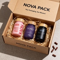 Flacons en verre rose, violet et noir de 60 ml, 100 ml, 120 ml, 150 ml avec couvercle en bambou, boîte d'expédition, capsules en papier kraft