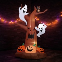 Décorations gonflables d'Halloween : citrouille et fantôme, style américain, pour extérieur, avec éclairage LED