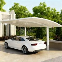 Abri de voiture autoportant de luxe moderne en alliage d'aluminium, imperméable et durable, pour protection extérieure des véhicules résidentiels