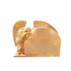 Custom Cemetery Monument Design Stone art sculpture Cloudy Rosa Marble statue angel Tombstone
