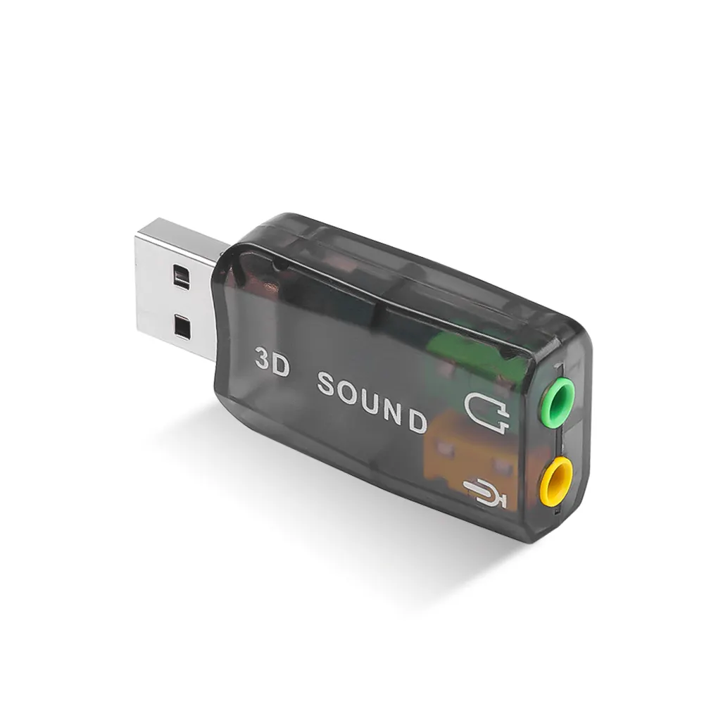 ミニ外部USB-3.5mmマイクヘッドフォンジャックアダプターステレオヘッドセット3Dサウンドカードオーディオアダプター